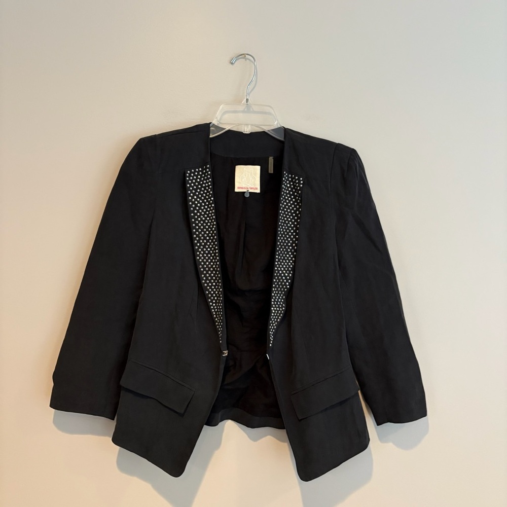 Rebecca Taylor Black Blazer with Silver Dot Trim